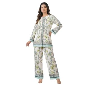 Women Cotton Printed Round Neck Full Sleeve Stylish Co ord set